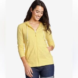 GAP Women's Butter-Yellow Lightweight Zip-Up Hoodie